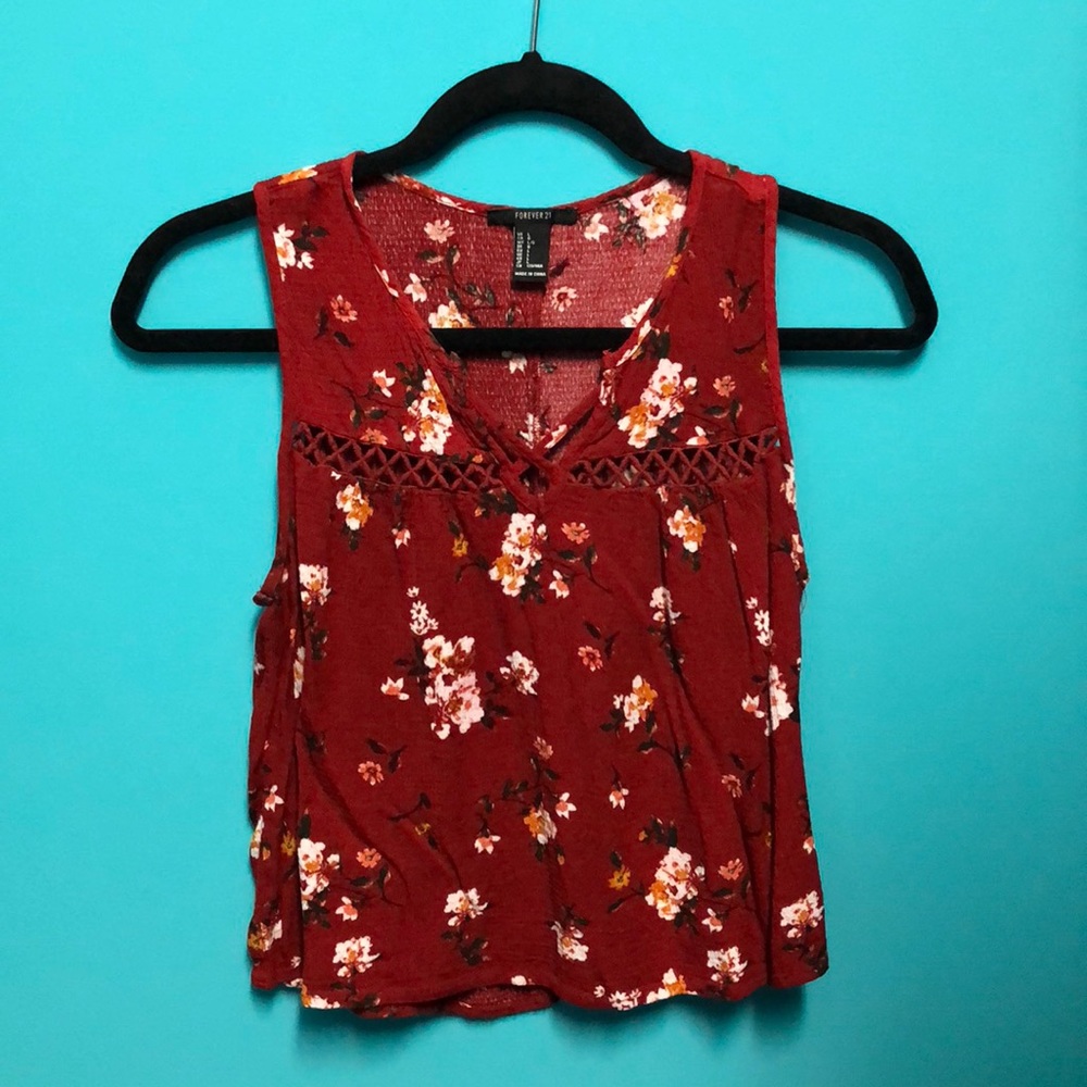 Red flowery crop top